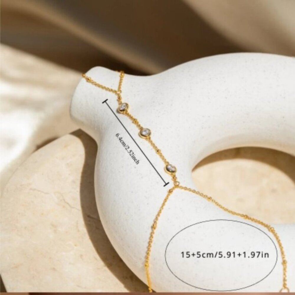 Crystal Hand Bracelets Minimalist Hand Chain Bracelet with Dainty Gift For Her - Picture 2 of 5